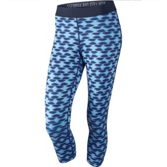 Nike Relay ‎ Leggings Run Fast Live Fearless Cropped Black Grey Polka Dot Size M - Picture 10 of 10